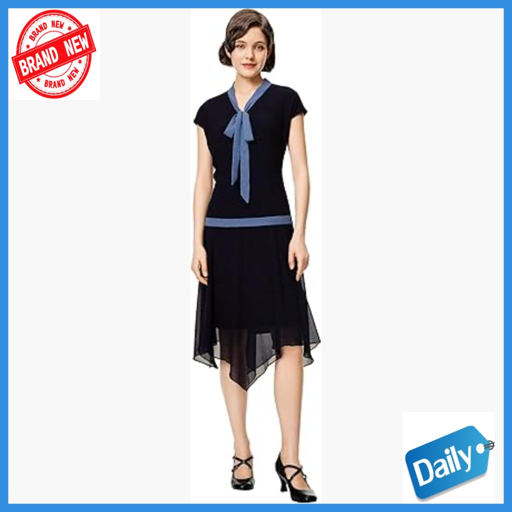 Chiffon Flapper Dress Low Waist V Neck Sleeveless Gatsby Party